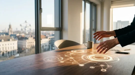 Analyse de tableaux de bord KPIs sur écran d'ordinateur dans un bureau moderne