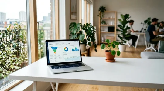 Tableau de bord analytique avec graphiques de conversion et métriques e-commerce en temps réel