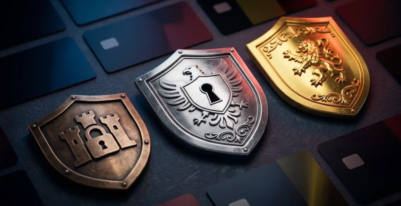 Comparaison visuelle des niveaux de sécurité SSL avec symboles de confiance pour le e-commerce belge
