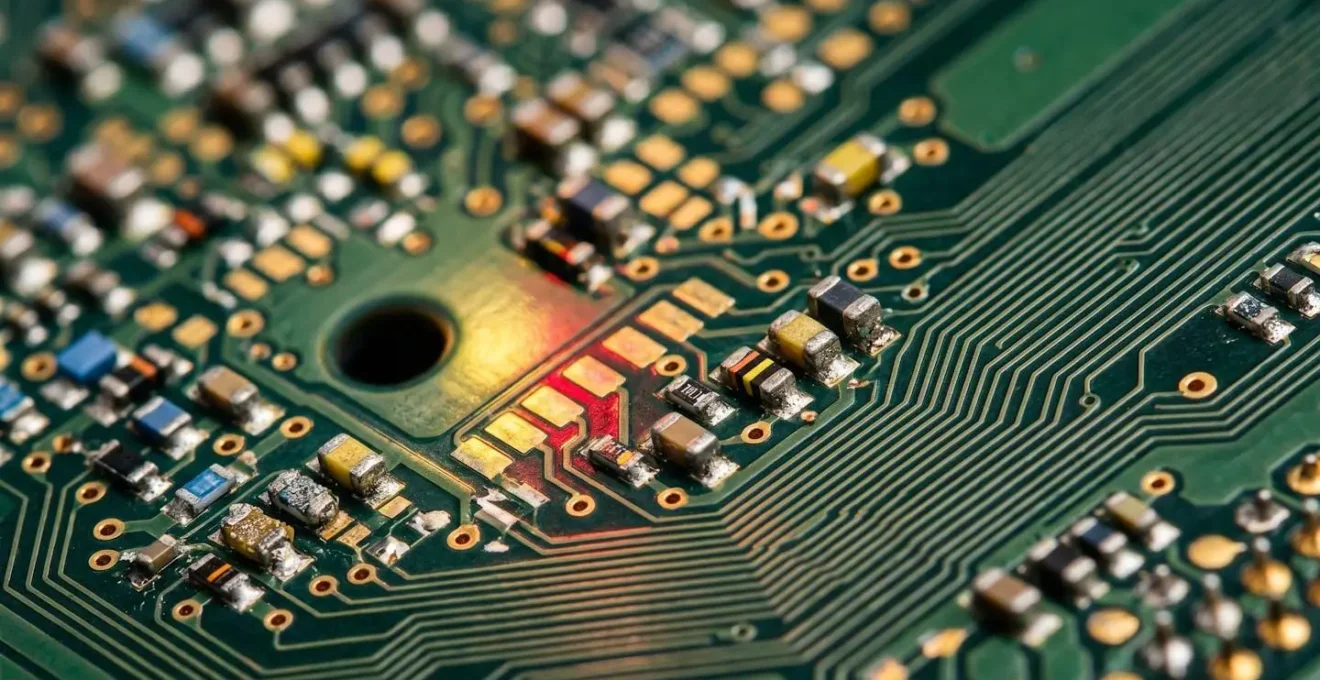 Visualisation macro de circuits électroniques représentant le flux de données optimisé dans un système de cache