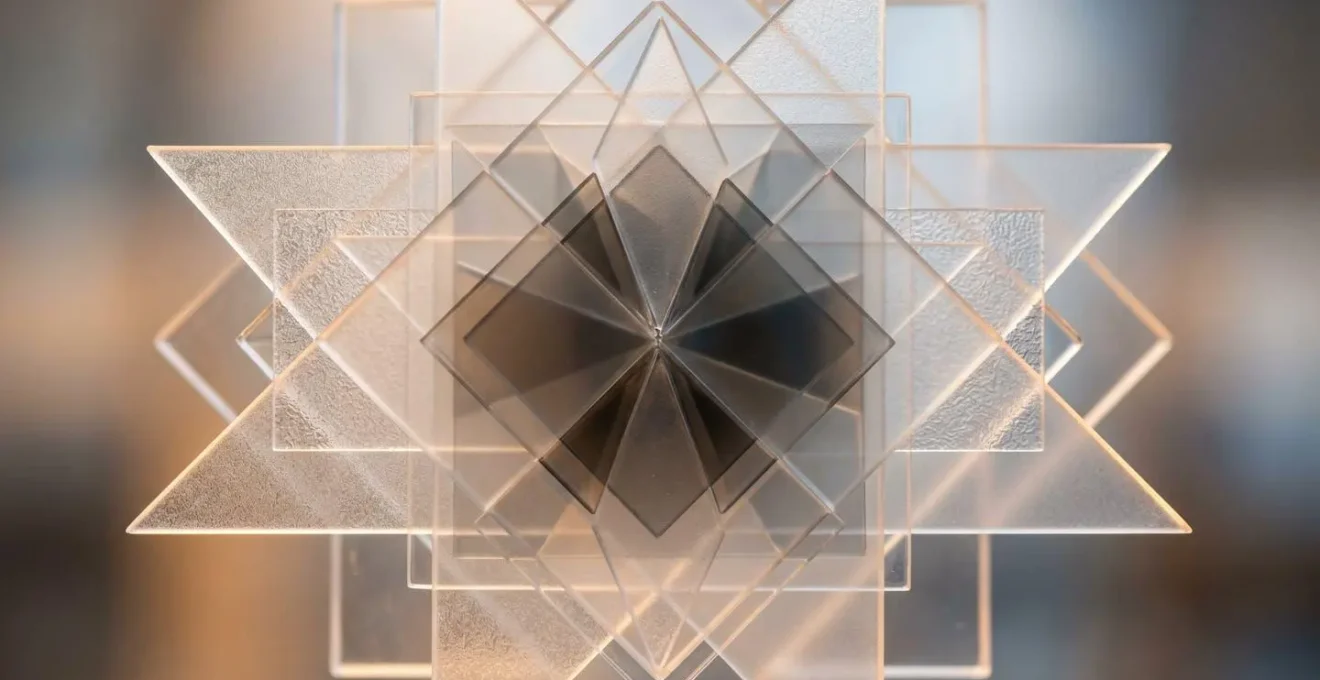 Démonstration de la technique du voile semi-transparent avec des formes géométriques superposées créant différents niveaux d'opacité
